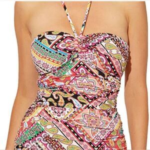 Bleu Rod Swim Set Beattie Patchwork Paisley Bandeau Halter Tankini Size 10